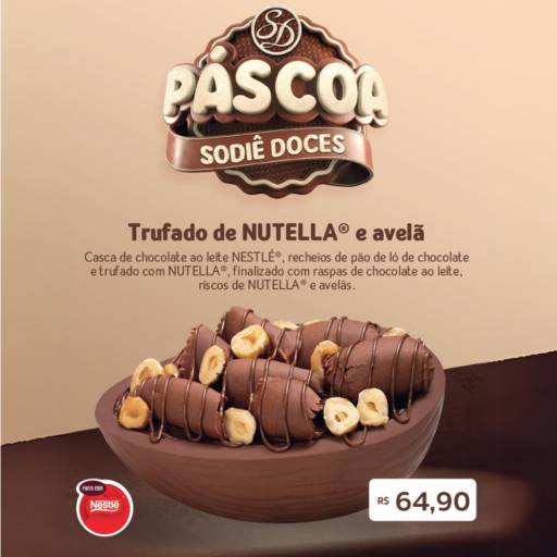 Comprar o produto de Ovo de Cholher - Trufado de Nutella e Avelâ em Ovo de Páscoa pela empresa Sodiê Doces em Foz do Iguaçu, PR por Solutudo