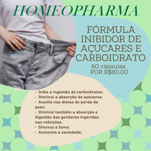 Comprar o produto de Fórmula inibidor de açúcares e carboidratos - 60 cápsulas em Manipulados pela empresa Homeopharma em Mineiros, GO por Solutudo
