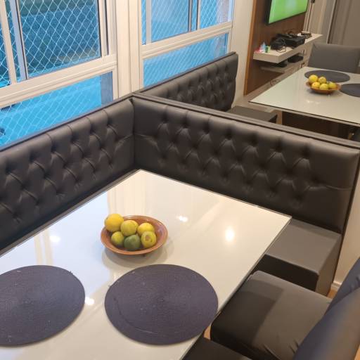 Canto Alemão com Encosto Embutido em Tecido Corvin - Conforto e Estilo - Franco da Rocha por A.D.E.S Estofados