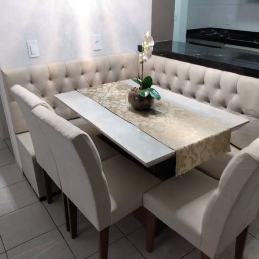 Canto Alemão com Encosto Embutido em Tecido Corvin - Conforto e Estilo - Franco da Rocha por A.D.E.S Estofados