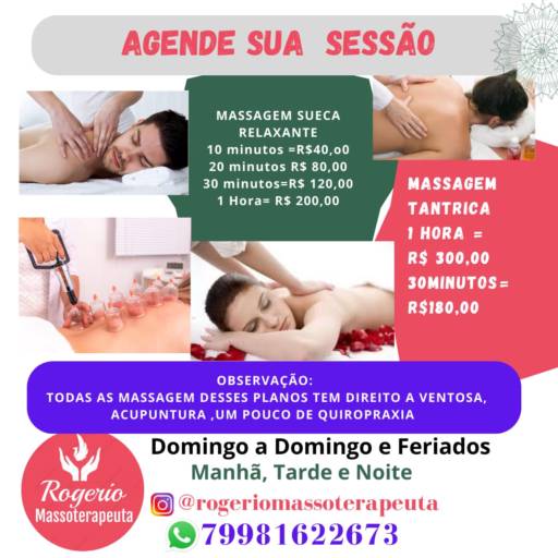 Comprar a oferta de AGENDE SUA SESSÃO em Massagem pela empresa Rogério Massoterapeuta em Aracaju, SE por Solutudo
