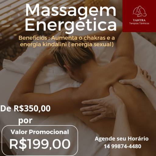 Comprar a oferta de OFERTA: massagem energética em Massagem pela empresa Yantra - Centro de Terapias Tântricas em Bauru, SP por Solutudo