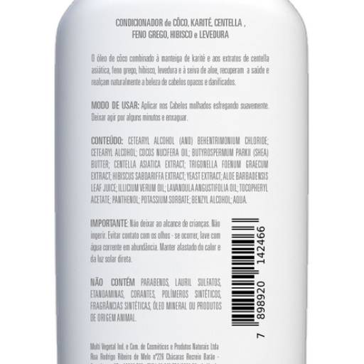 Condicionador de Coco 240 ml - MULTI VEGETAL por Cuidados da Mata - Cosméticos Naturais e Veganos