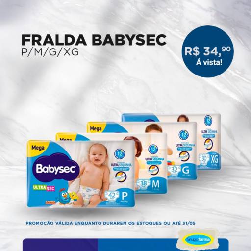 Comprar o produto de Promoção Fralda Babysec  em Saúde pela empresa Drogaria Expedicionários  em Leopoldina, MG por Solutudo