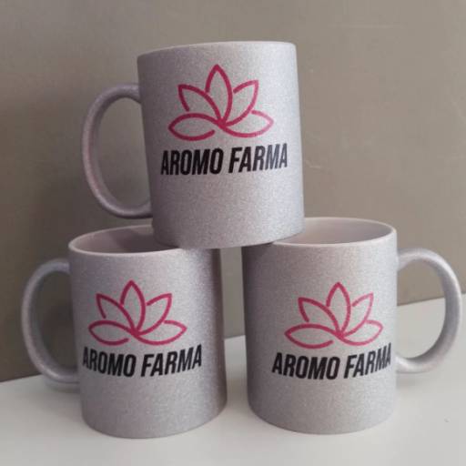 Caneca de cerâmica com glitter prata