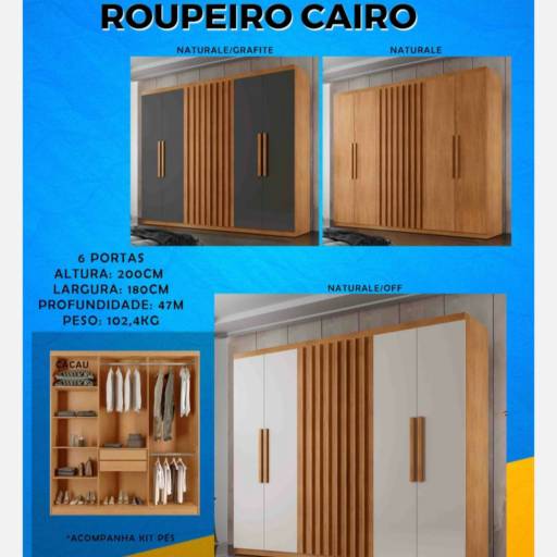 Roupeiro Cairo - Elegância e Organização para Seu Quarto em Uberlândia por Top Móveis