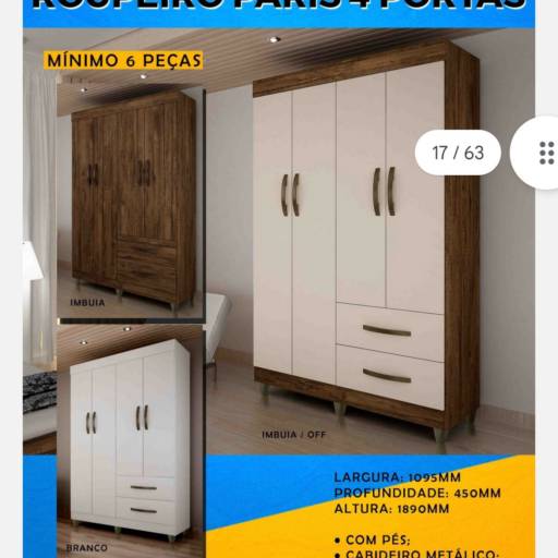 Roupeiro Paris 4 Portas - Elegância e Espaço para seu Quarto em Uberlândia por Top Móveis