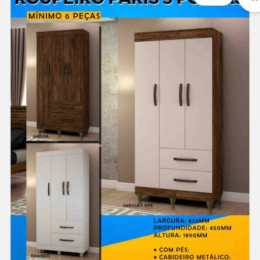 Roupeiro Paris 3 Portas - Elegância e Funcionalidade para Seu Quarto em Uberlândia por Top Móveis
