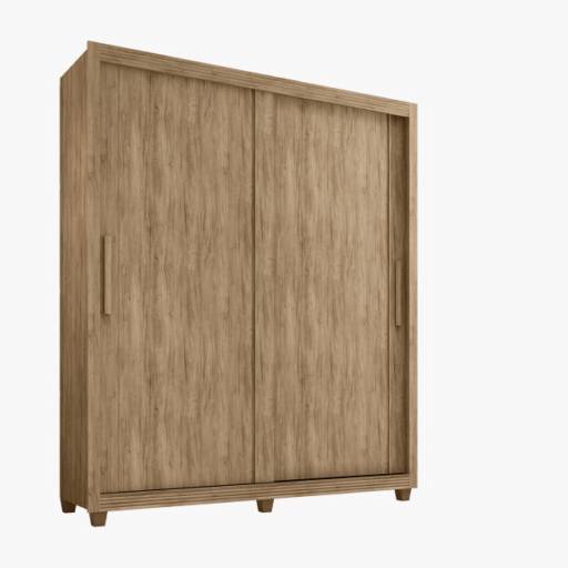 Guarda roupa 2 portas de correr com 4 gavetas com corrediças telescópicas, sendo uma com chave;