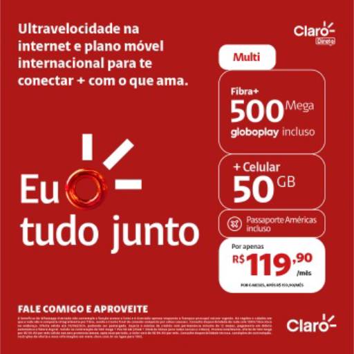 500MEGA FIBRA + Globoplay + 50GB Celular 