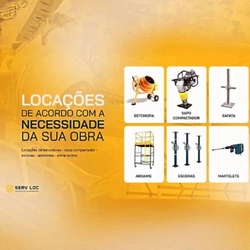 Aluguel de Máquinas para Construção em Cuiabá - Serv Loc por ServLoc - Locação De Máquinas E Equipamentos E Andaime
