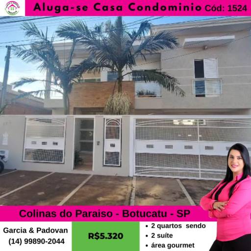 Aluga se sobrado em Condomínio fechado de Botucatu Cód. 1524