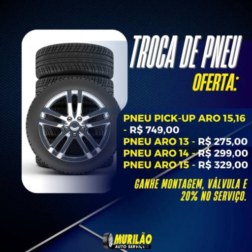 Comprar o produto de Troca de Pneu - Qualidade e Economia em Teresina em Oficinas Mecânicas para Carros pela empresa O Murilão Auto Serviços em Teresina, PI por Solutudo