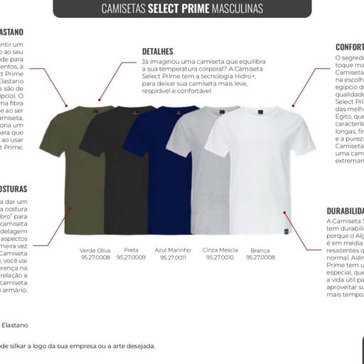 Camisetas Select Prime Masculinas  por Uniformes & Cia