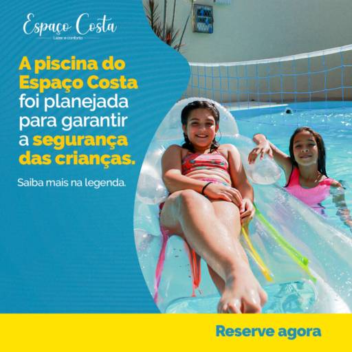 A piscina do Espaço Costa foi planejada para garantir a segurança das crianças 