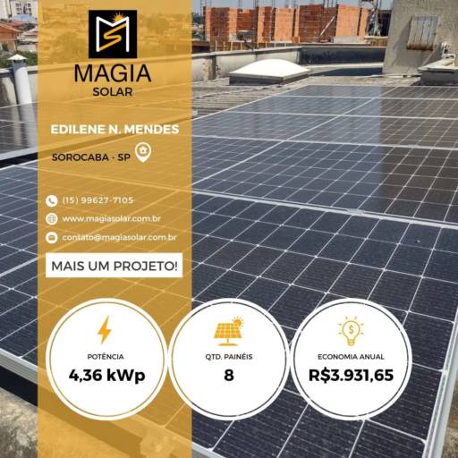 Instalação de Painel Solar realizada em Sorocaba/SP por Magia Solar