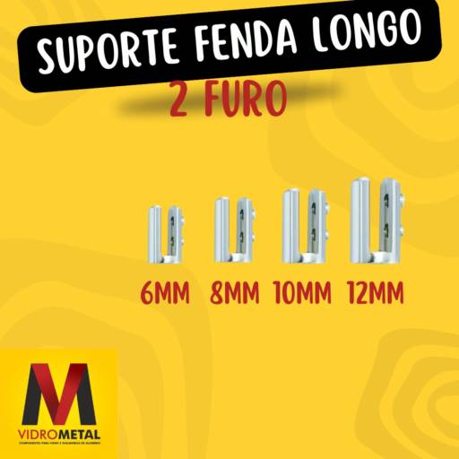 Comprar o produto de Suporte Fenda Longo em Componentes para Vidraçaria pela empresa VidroMetal em Marília, SP por Solutudo