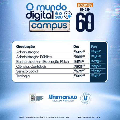  Graduação - Descontos de até 60 % 