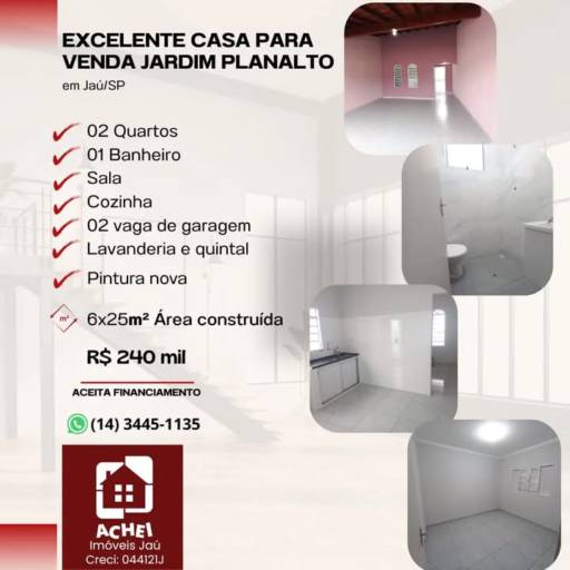 EXCELENTE IMÓVEL PARA VENDA NO JARDIM PLANALTO EM JAÚ/SP