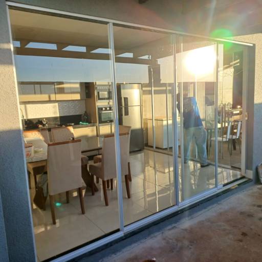 Porta light holder 02 folhas - Alumínio Branco  por Top Vidros