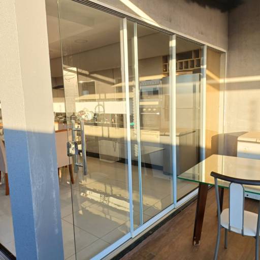 Porta light holder 02 folhas - Alumínio Branco  por Top Vidros