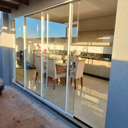 Porta light holder 02 folhas - Alumínio Branco  por Top Vidros