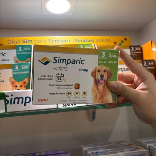 Carrapaticida Simparic 20,1 a 40 kg 80mg - Melhor preço