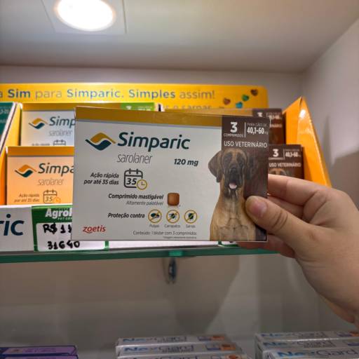 Carrapaticida Simparic 40,1 a 60 kg 120mg - Melhor preço