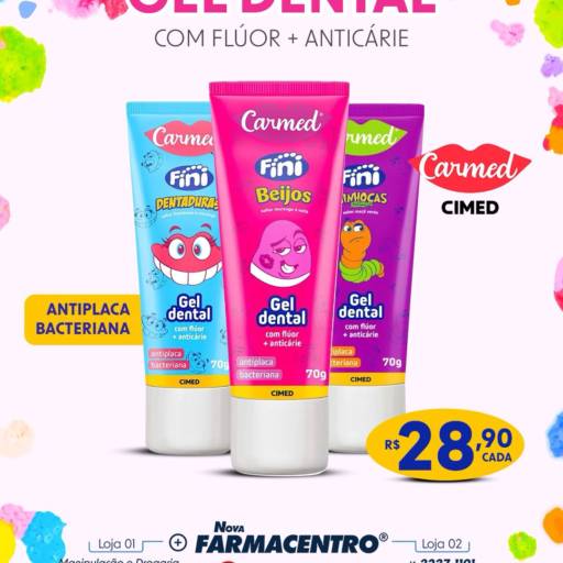 Comprar o produto de Gel Dental Carmed Fini com Flúor + Anticárie em Beleza e Cuidado Pessoal pela empresa Nova Farmacentro Manipulação e Drogaria (Loja 1) em Bauru, SP por Solutudo