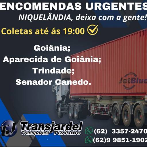 Envios urgentes para Niquelândia? A gente entrega! por Transjardel Transportes