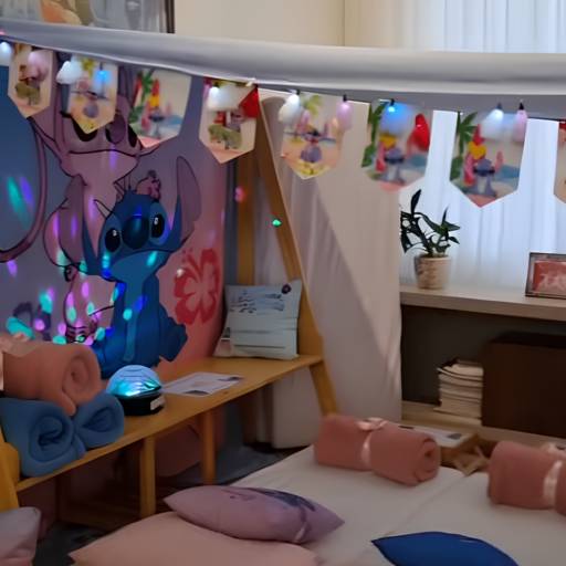 Festa do pijama com a tenda master no tema Stitch transforma noite em pura diversão por Panda Cabanas & Pijamas Festas