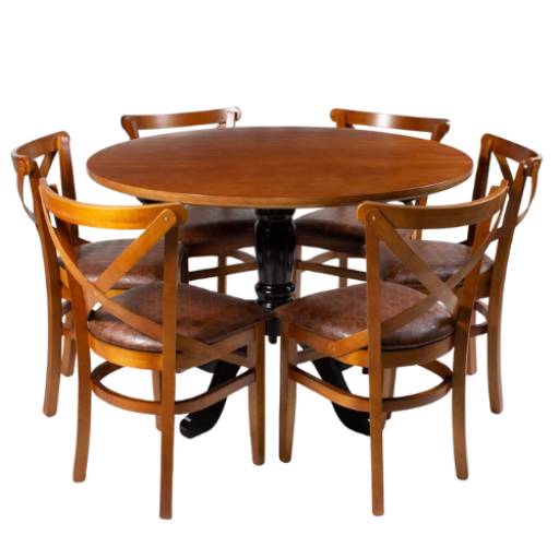 Jogo Mesa Redonda com 6 Cadeiras Xangai