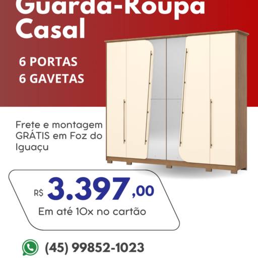 Guarda-Roupa Casal - 6 Portas 6 Gavetas