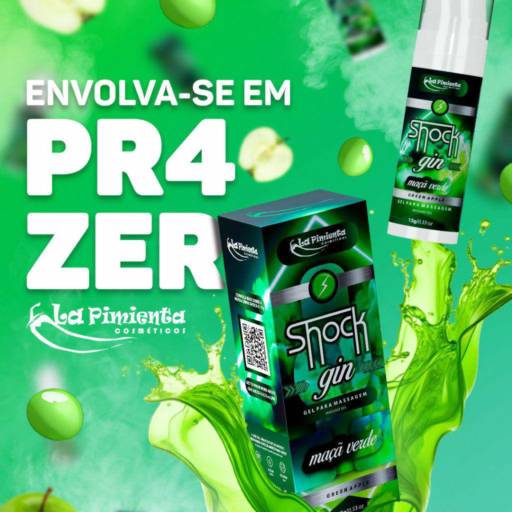 Gel para Massagem Shock Gin Maçã Verde em Praia Grande – Sensações Únicas por Gii Sexy Shop