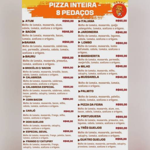 Confira Nosso Cardápio!! por Geval a Deliciosa Pizza da Feira