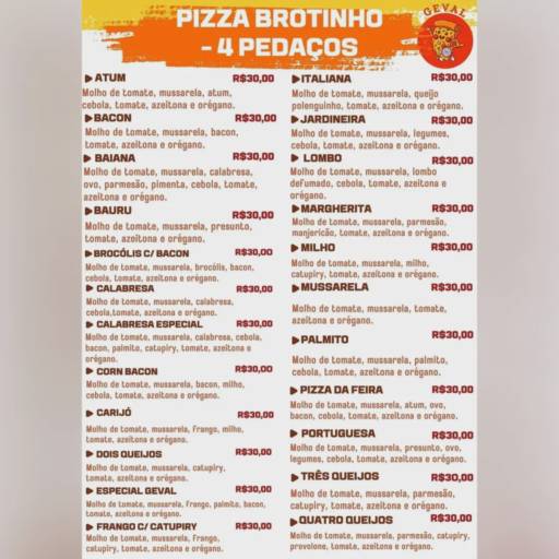 Confira Nosso Cardápio!! por Geval a Deliciosa Pizza da Feira
