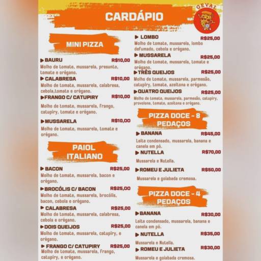 Confira Nosso Cardápio!! por Geval a Deliciosa Pizza da Feira