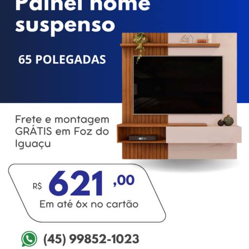 Painel home suspenso Tito TV 65 polegadas