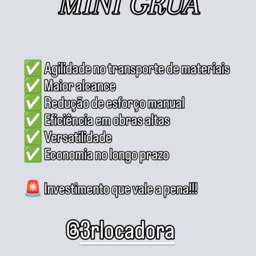 Vantagens da Mini Grua na Construção Civil por 3R Locadora de Equipamentos para Construção Civil