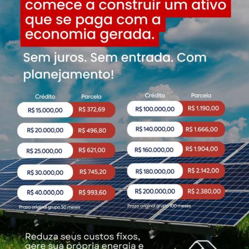 Pare de pagar conta de luz e comece a construir um ativo que se paga com a economia gerada! Consórcio Ademicon para Energia Solar por Engenharia, Obras, Arquitetura & Elétrica Solar