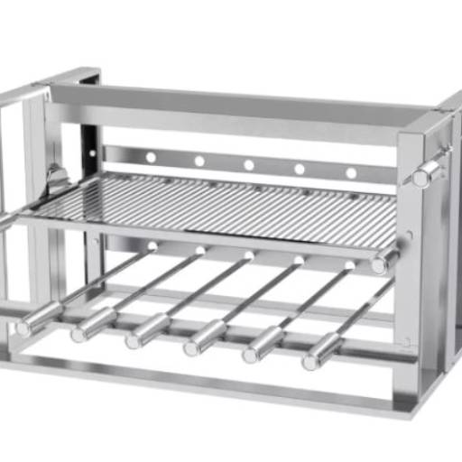Grill Elevatório 6 Espetos – Grelha Uruguaia para Braseiro 70x40