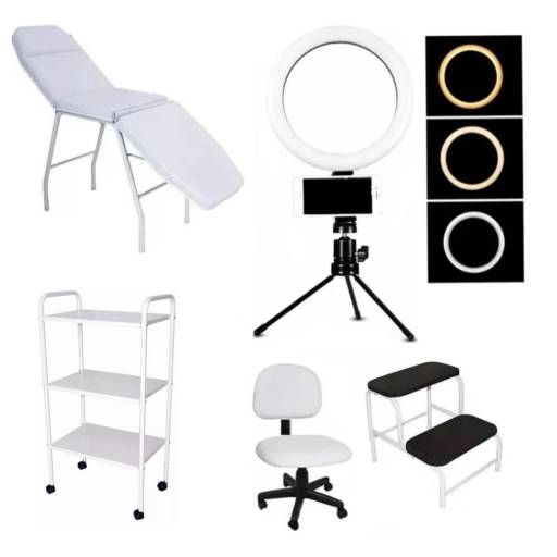 Kit Estética: Poltrona, Maca, Mocho, Carrinho, Escada e Brinde FIscomed - Completo para Profissionais em Boituva/SP