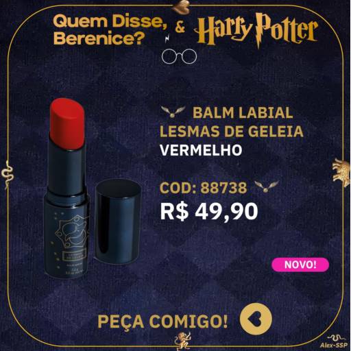 Balm Labial Lesmas de Geleia Vermelho - Linha Quem Disse, Berenice? & Harry Potter	 por Cris Scudeletti