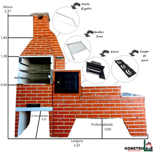 Churrasqueiras Prémoldadas / Trios  / Acessórios em Ourinhos, SP por Konstrulaer Pedras Decorativas