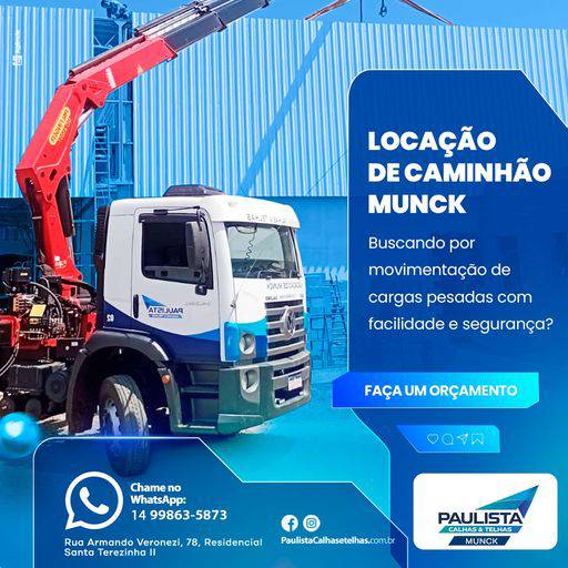 Locação de Munck - Solução Eficiente para Sua Obra em Lençóis Paulista em Lençóis Paulista, SP por Paulista Calhas e Telhas
