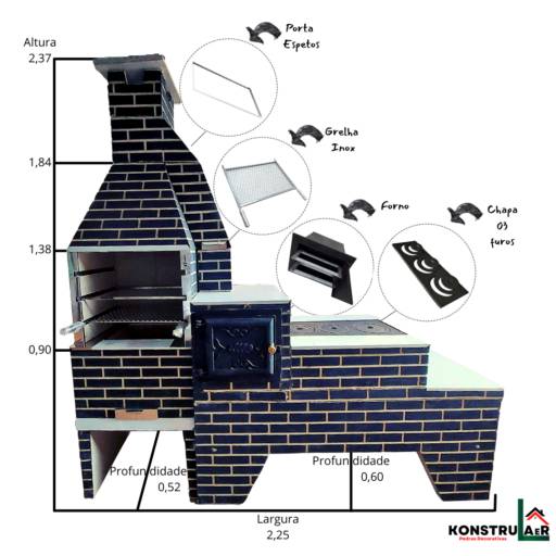 Churrasqueiras Prémoldadas / Trios  / Acessórios em Ourinhos, SP por Konstrulaer Pedras Decorativas