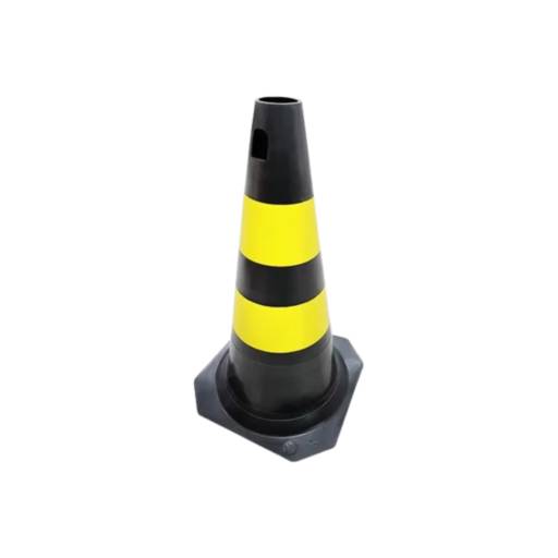 Cone Rígido Preto/Amarelo 50 Cm em Lençóis Paulista, SP por Protektus EPI e Sinalização
