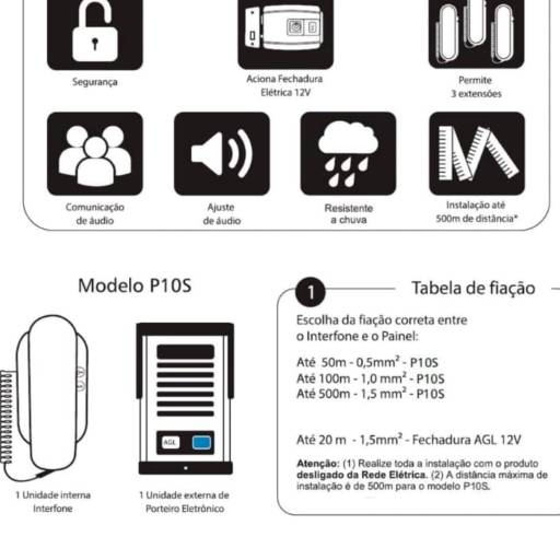 Interfone AGL P10 Alimentação Externa por MS Seg Distribuidora Serviços e Manutenção