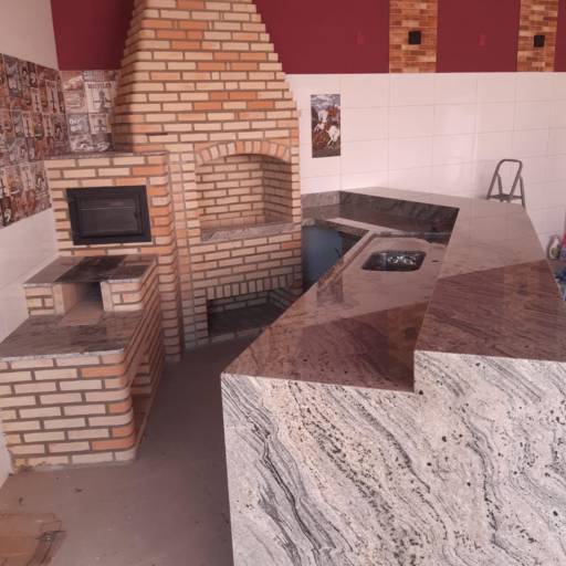 Área gourmet no Granito cinza nepal por R.R Marmoraria