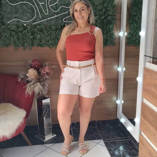 Blusa 1 Ombro e Shorts Crepe – Roupas Femininas São Manuel